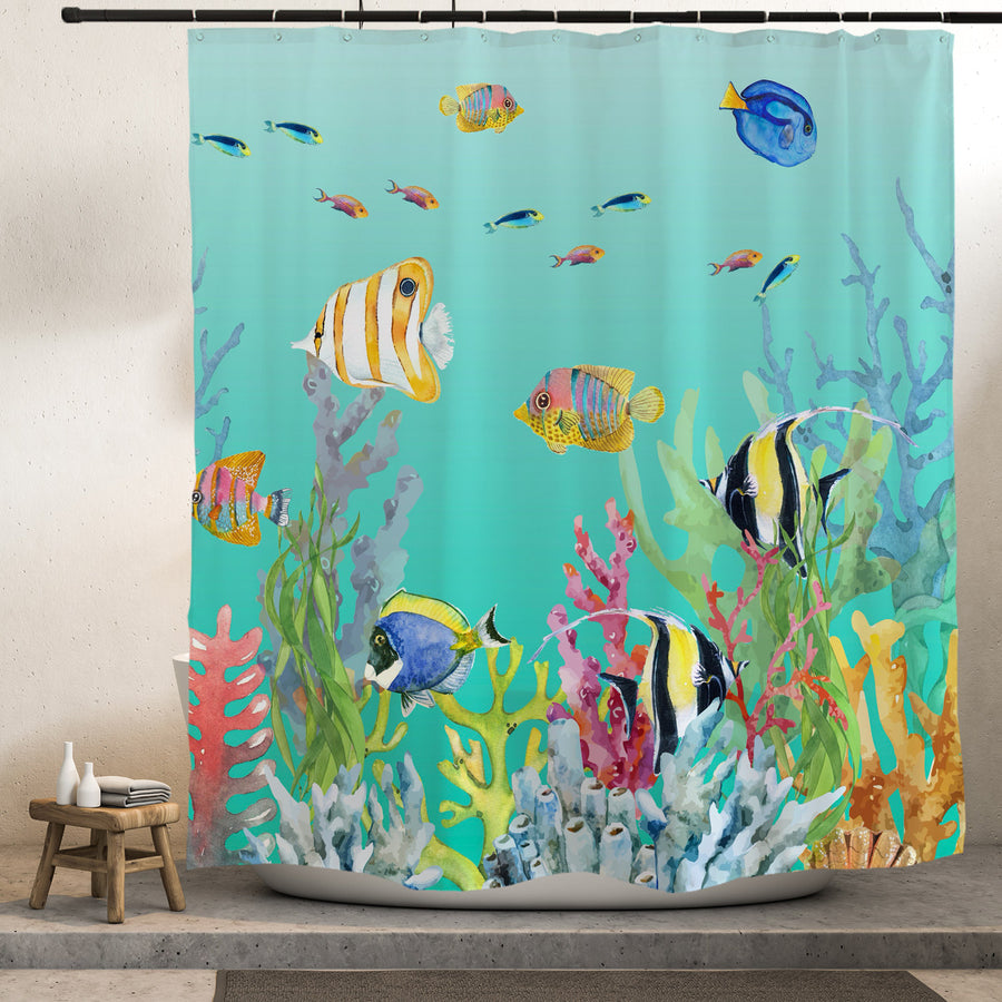 Tropical Fish Ocean Shower Curtain - view 4