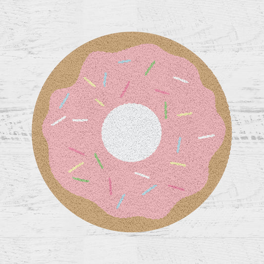 Feblilac Pink Donut Tufted Bath Mat