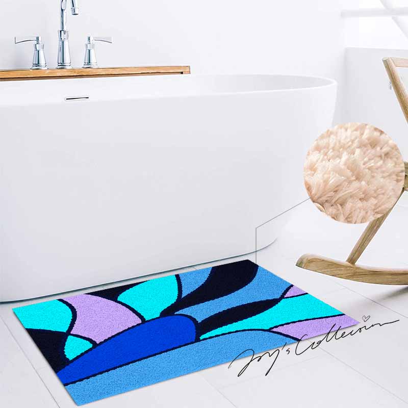 Feblilac Colorful Abstract Sea Geometric Tufted Bath Mat