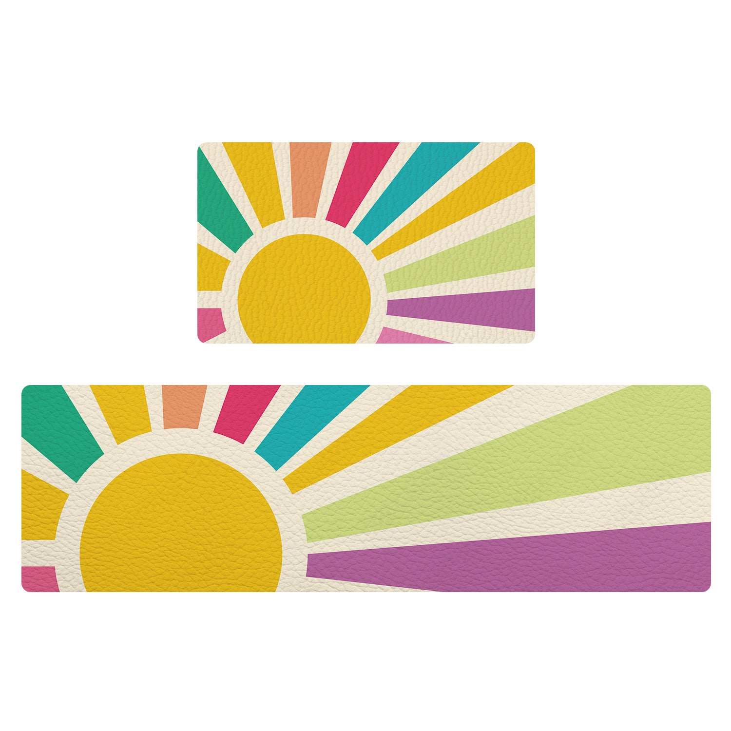 Feblilac Rainbow Sun Rays PVC Leather Kitchen Mat
