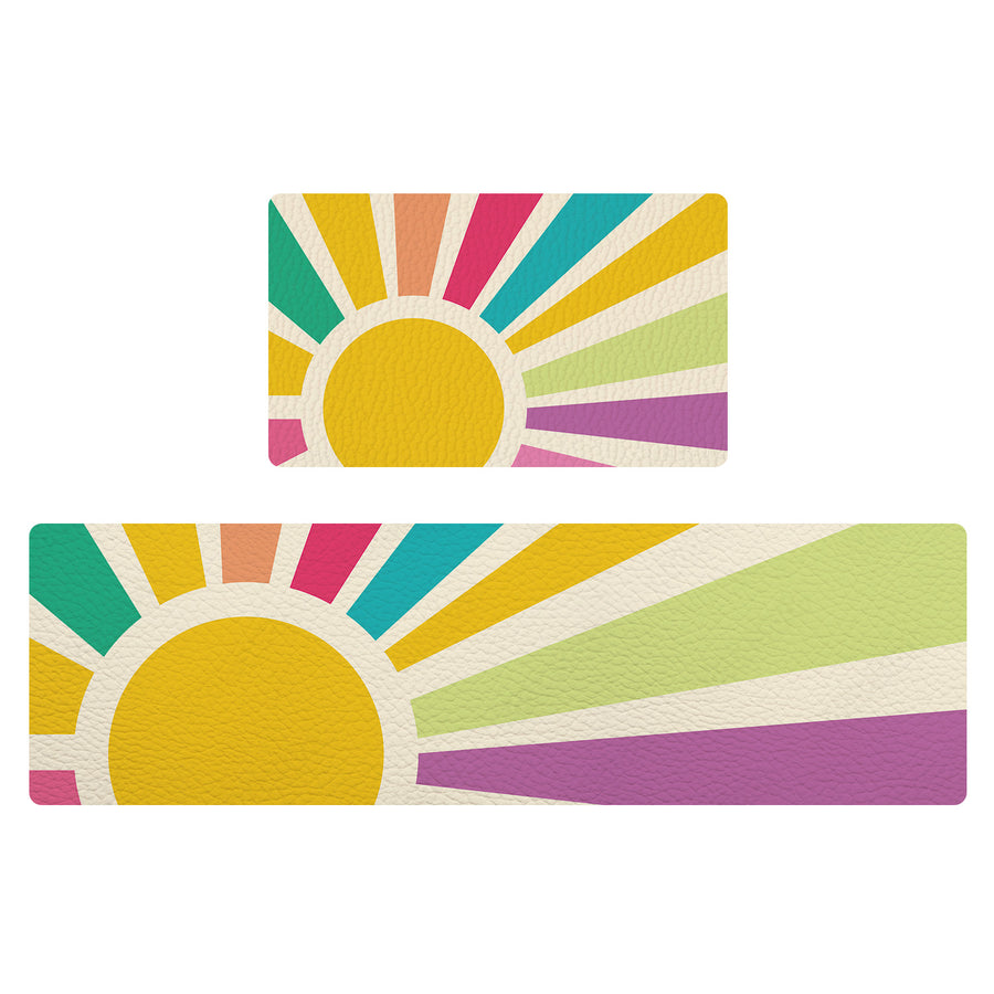 Feblilac Rainbow Sun Rays PVC Leather Kitchen Mat - view 2