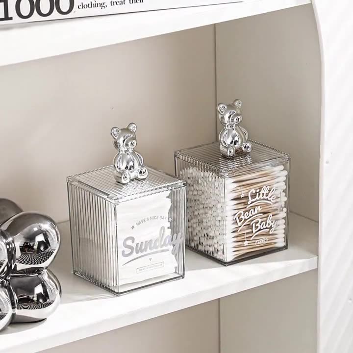 Feblilac Acrylic Cotton Swab Storage Box Toothpick Box