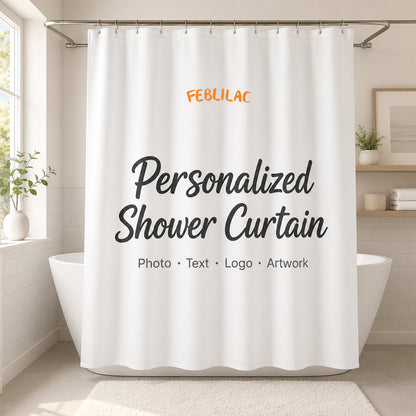Feblilac Custom Shower Curtain with Your Photo, Text, Logo or Artwork