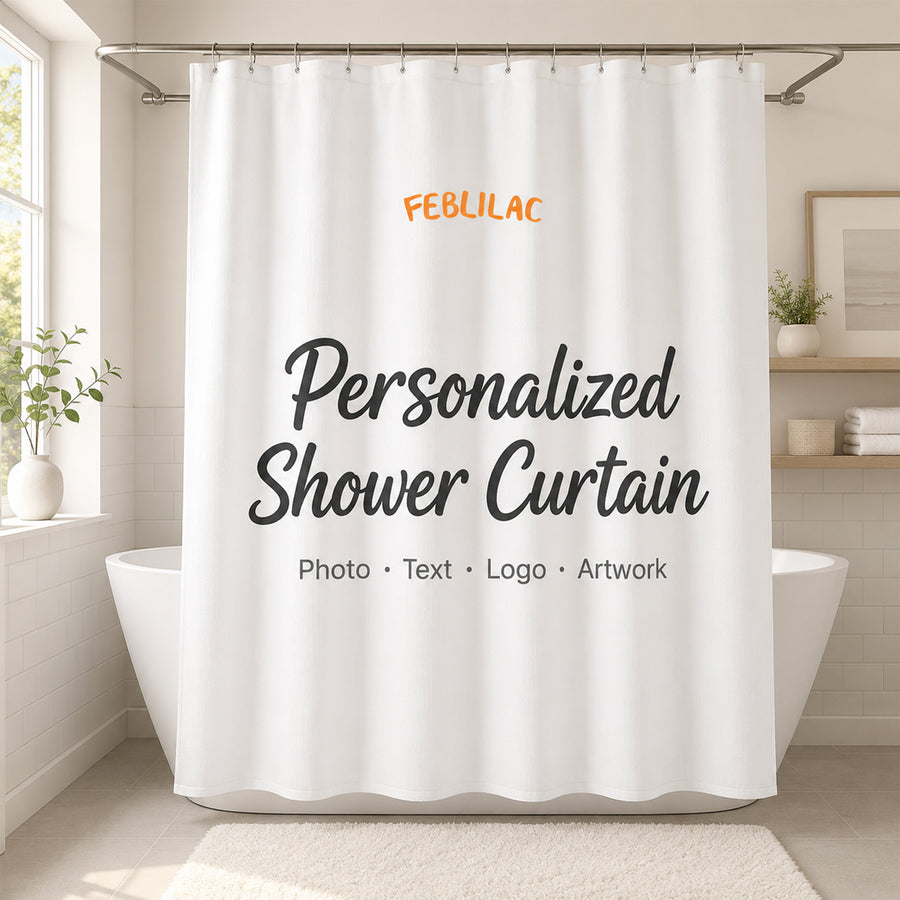 Feblilac Custom Shower Curtain with Your Photo, Text, Logo or Artwork
