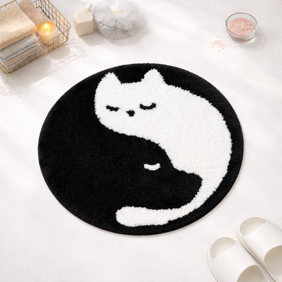 Feblilac Cat Dog Tai Chi Tufted Bath Mat
