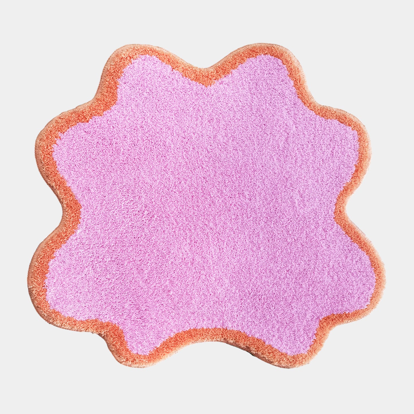 Feblilac Irregular Pink Solid Tufted Bath Mat