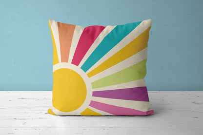 Feblilac Rainbow Sun Rays Cushion Covers Throw Pillow Covers