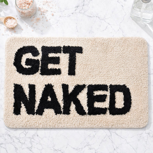 Feblilac Get Naked Bath Mat, Beige Black Bathroom Rug