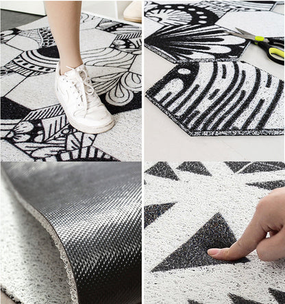 Feblilac Zebra Black And White PVC Coil Door Mat