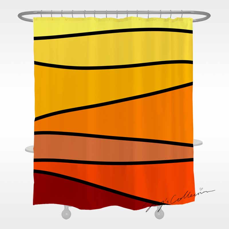 Feblilac Lovely Abstract Sunset Geometric Shower Curtain