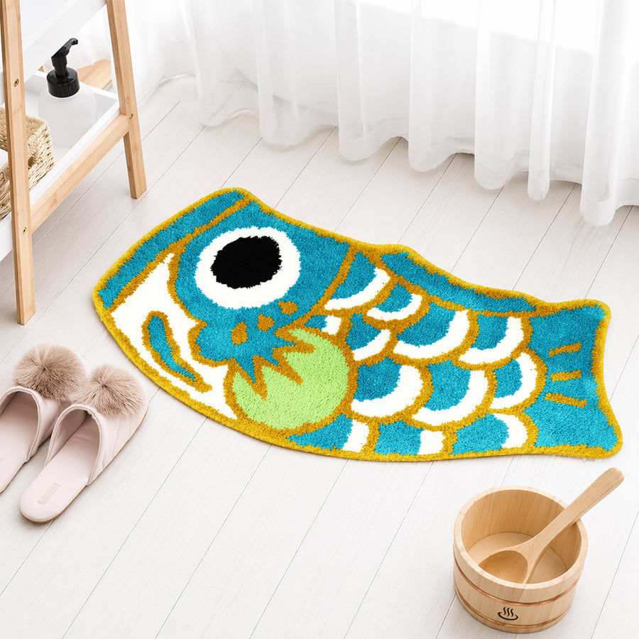 Cute Green Koi Fish Bath Mat - view 3