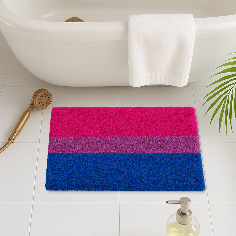 Feblilac Pride Stripes Tufted Bath Mat – Bisexual Flag Colors, Bold & Inclusive Bathroom Rug - view 2