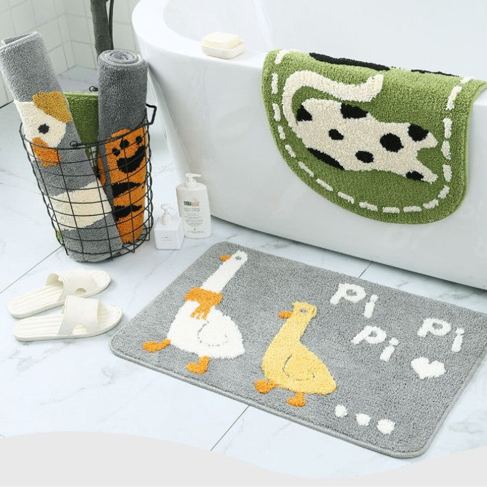 Feblilac Cute Animals Pippi Duck Tufted Bath Mat