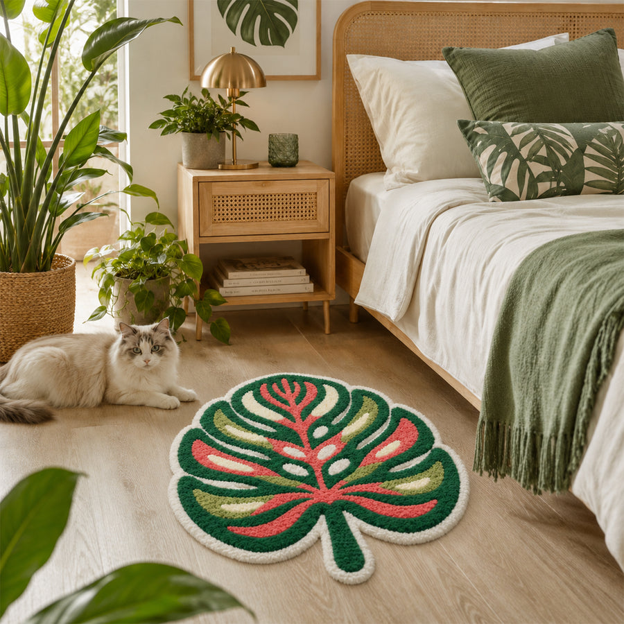 Feblilac Tropical Leaf Tufted Rug