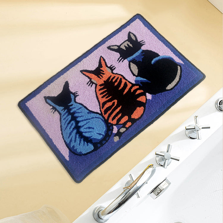 Feblilac Cute Three Cats Tufted Bath Mat