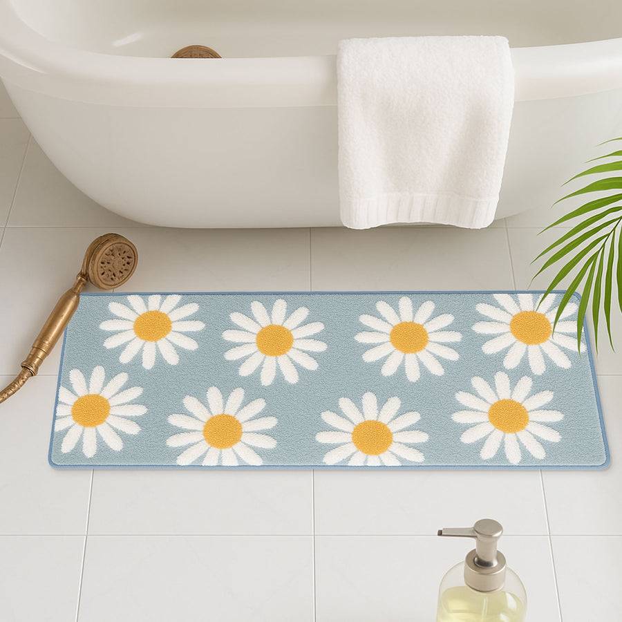 Feblilac Sky Blue Daisy Runner Mat for Bedroom Mom‘s Day Gift - view 2