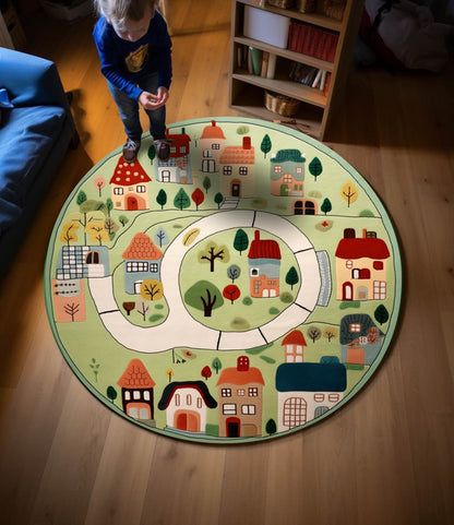 Feblilac Round Children's Map Tufted Bath Mat