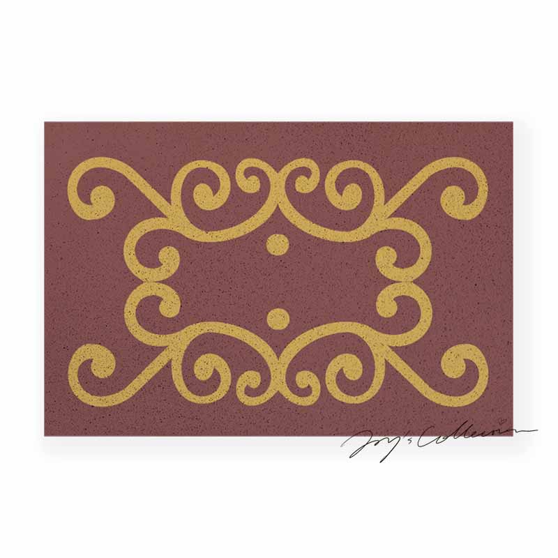 Feblilac Red Background Baroque Pattern PVC Coil Door Mat