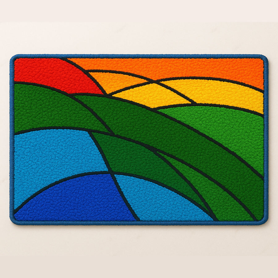 Feblilac Colorful Abstract Mountain Geometric Tufted Bath Mat
