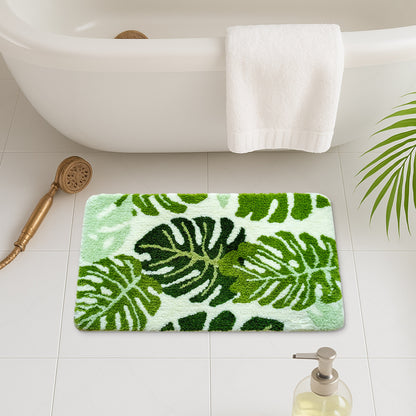 Feblilac Green Monsters Leaves Bathroom Rug
