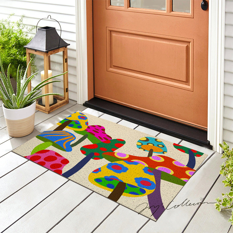 Feblilac Color Mushroom PVC Coil Door Mat