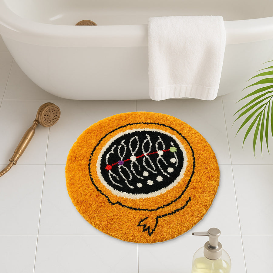 Feblilac Pomegranate Tufted Bath Mat – Round Bold Fruit Design, Soft & Eye-Catching Bathroom Rug - view 4