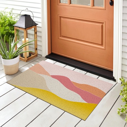 Feblilac Pink Mountain Sunrise PVC Coil Door Mat