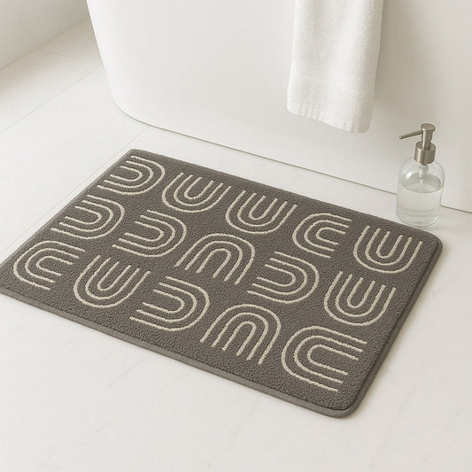 Feblilac Grey U Shaped Pattern Tufted Bath Mat