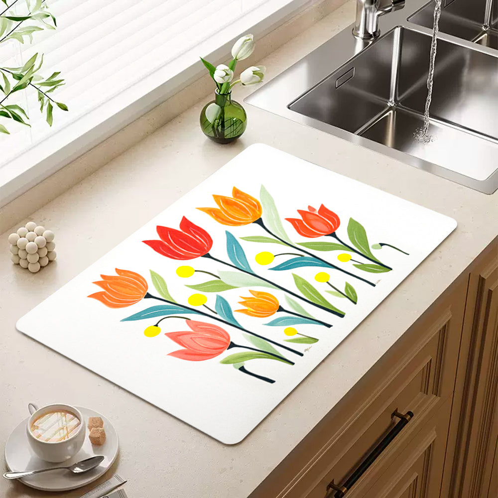 Feblilac Tulips Off-white Background Cup and Dish Placemat