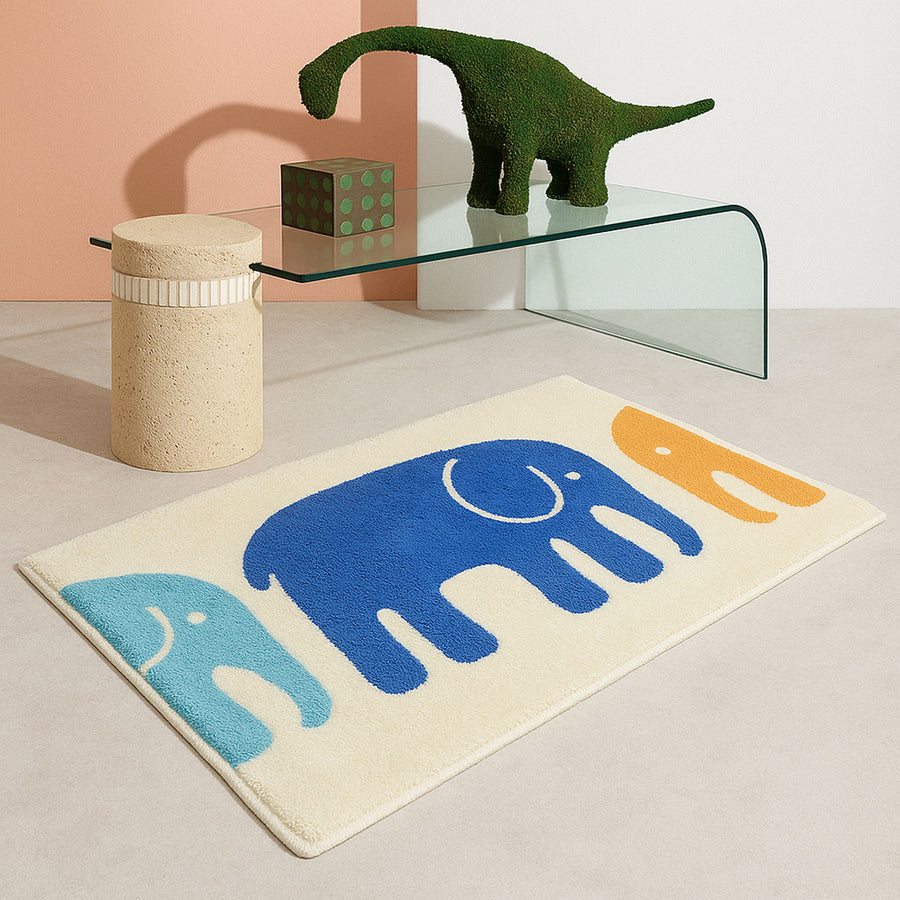 Colorful Elephant Bath Mat – Soft, Non-Slip, Absorbent Rug for Bathroom