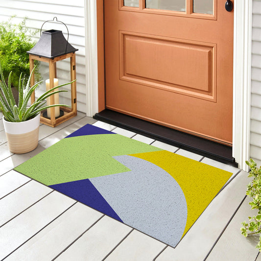 Feblilac Green Blue Yellow Gray Pattern PVC Coil Door Mat