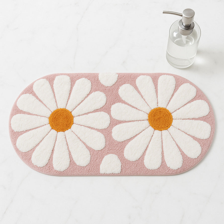 Feblilac Pink Daisy Tufted Bath Mat