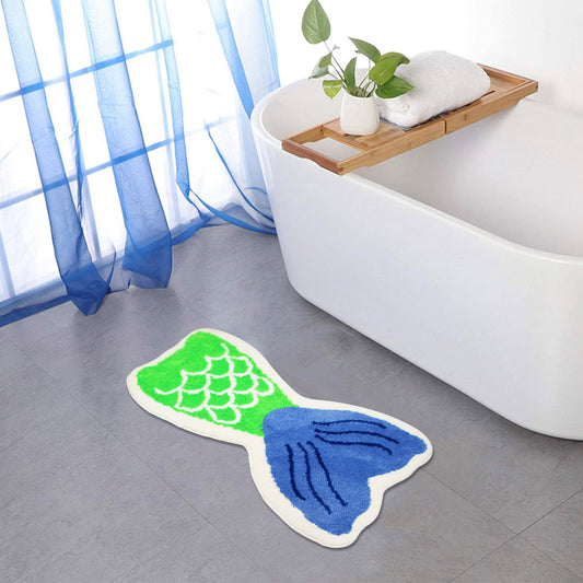 Feblilac Mermaid Tail Tufted Bath Mat