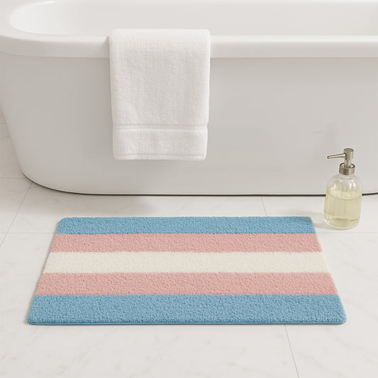 Feblilac Pink Blue White LGBT Flag Tufted Bath Mat