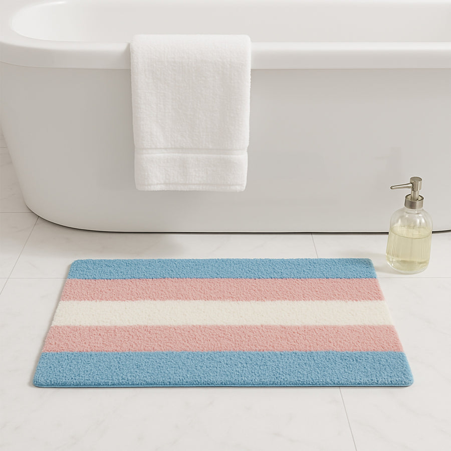 Feblilac Pink Blue White LGBT Flag Tufted Bath Mat