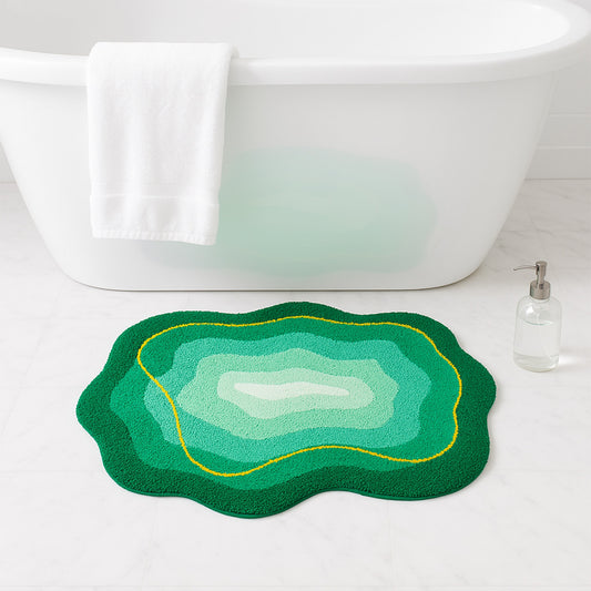 Feblilac Green Rings Within Rings Tufted Bath Mat