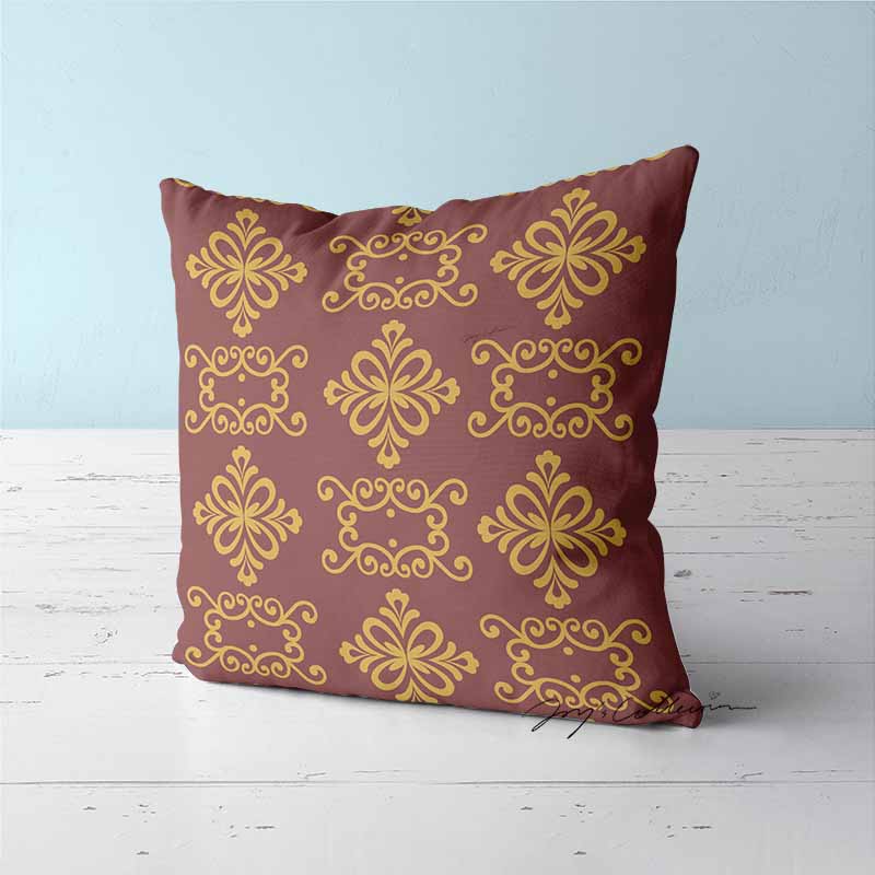 Feblilac Red Background Baroque Pattern Cushion Covers Throw Pillow Covers