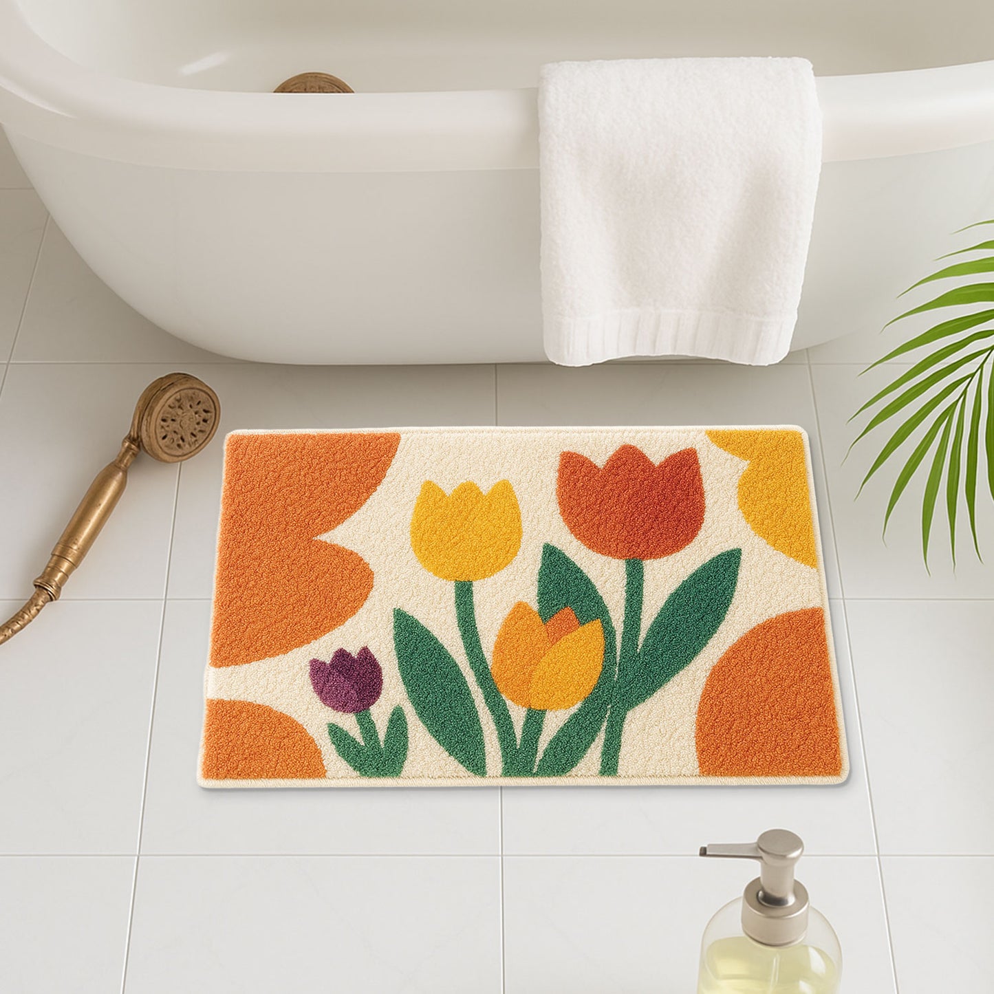 Bright Tulip Bathroom Mat – Soft, Absorbent & Non-Slip Bath Rug