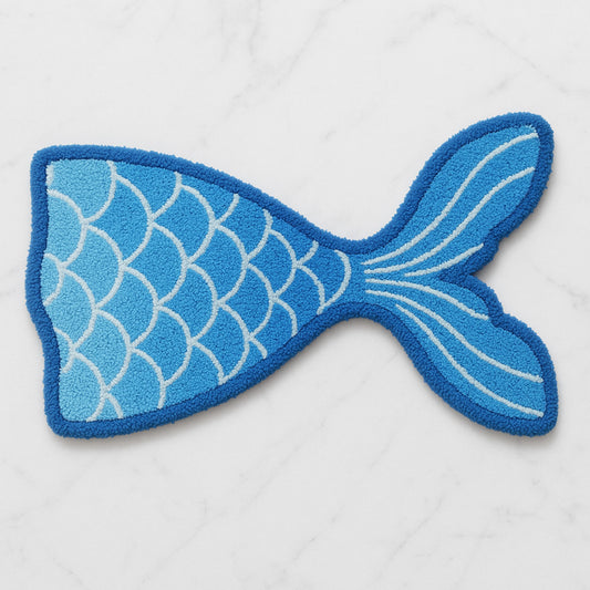 Feblilac Mermaid Tail Shaped Bath Mat – Soft & Absorbent Tufted Rug for Kids’ Bathroom Decor