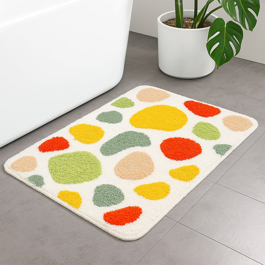 Feblilac Colorful Stones Tufted Bath Mat