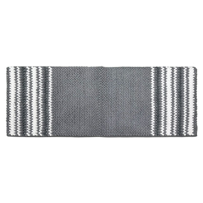 Feblilac Gray and White Chenille Non-Slip Microfiber Shag Runner Rug Mat