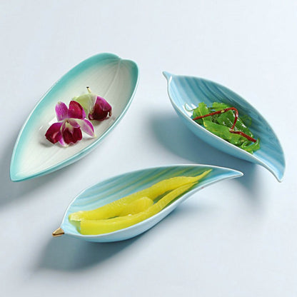 Feblilac Leaf-Shaped Ceramic Small Dish Saucer Dinnerware