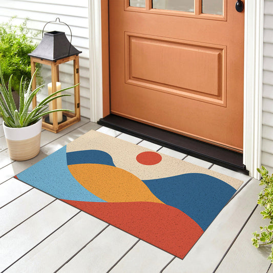 Feblilac Red Blue Sunset Mountains PVC Coil Door Mat