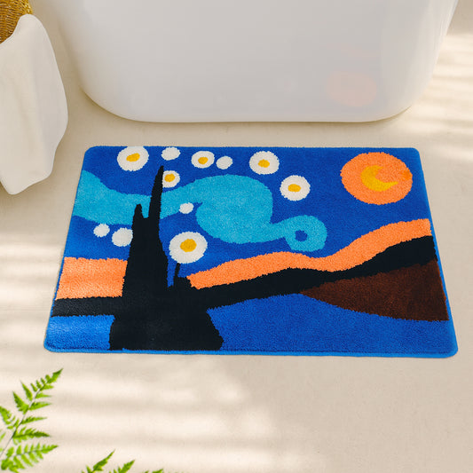 Feblilac Van Gogh Starry Sky Tufted Bath Mat