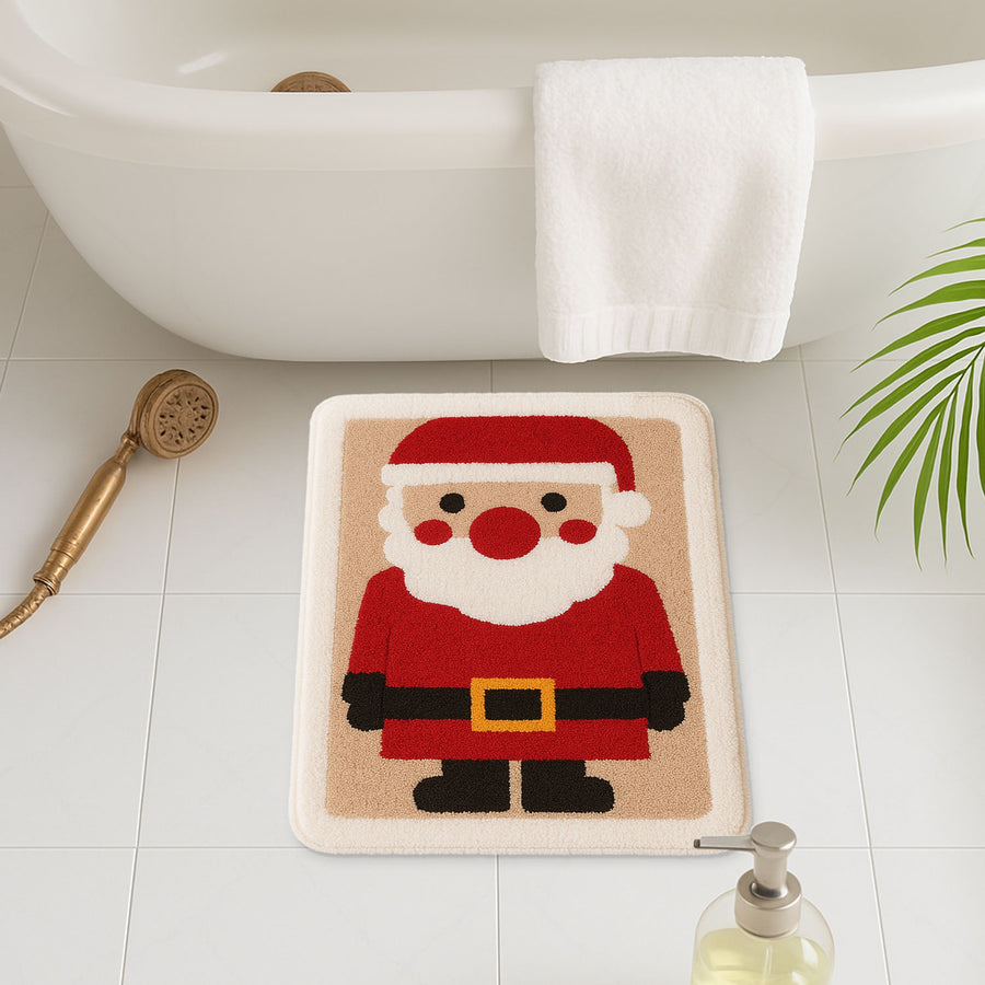Feblilac Merry Christmas Happy Santa Claus Bath Mat, 15.7″x23.6″ - view 2