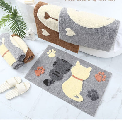 Feblilac Cute Animals Bear Head Tufted Bath Mat