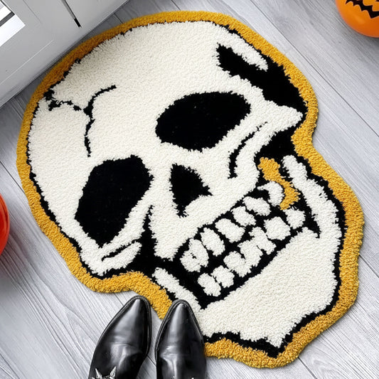 Feblilac Skull Tufted Bath Mat Funny Halloween Non-slip Bathroom Rug
