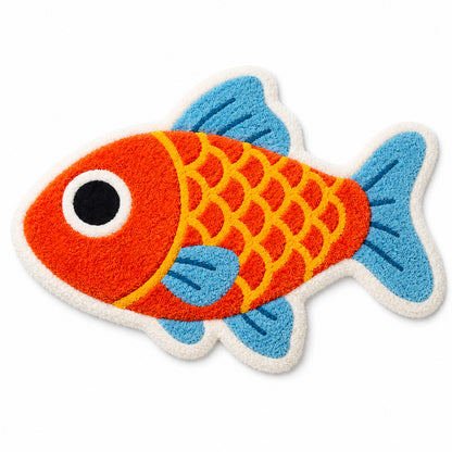 Feblilac Koi Fish Tufted Bath Mat – Colorful Fish Shaped Rug