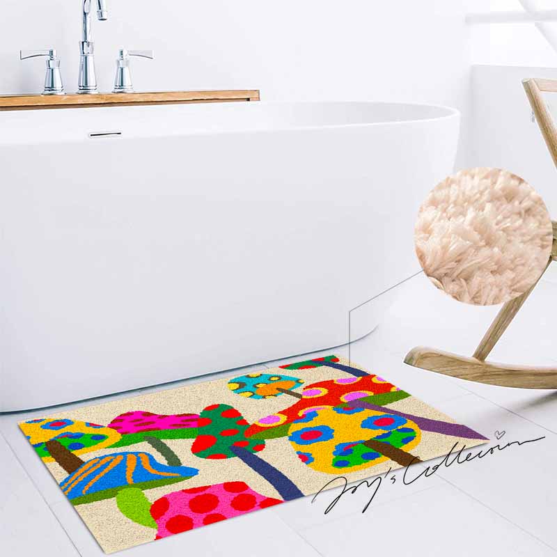 Feblilac Color Mushroom Tufted Bath Mat