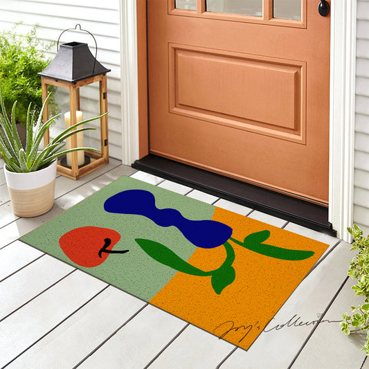 Feblilac Blue Vase and Apple PVC Coil Door Mat